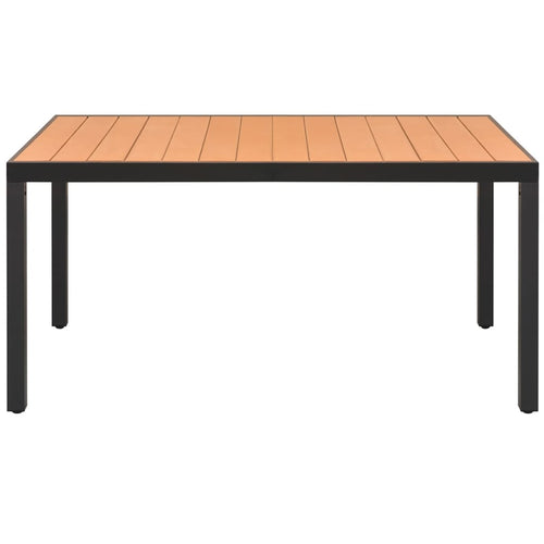 Brown aluminum and WPC garden table 150x90x74 cm