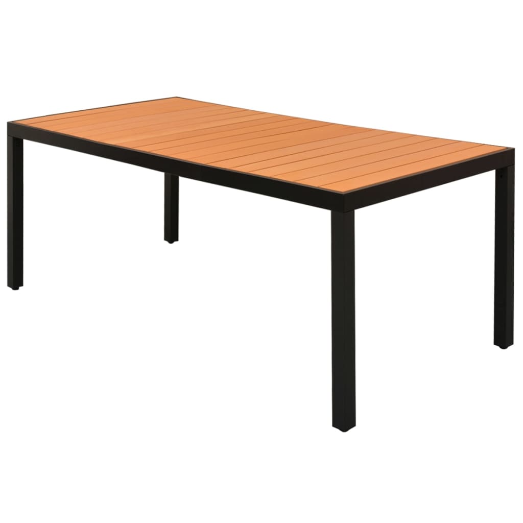 Mesa de jardín de aluminio y WPC marrón 150x90x74 cm