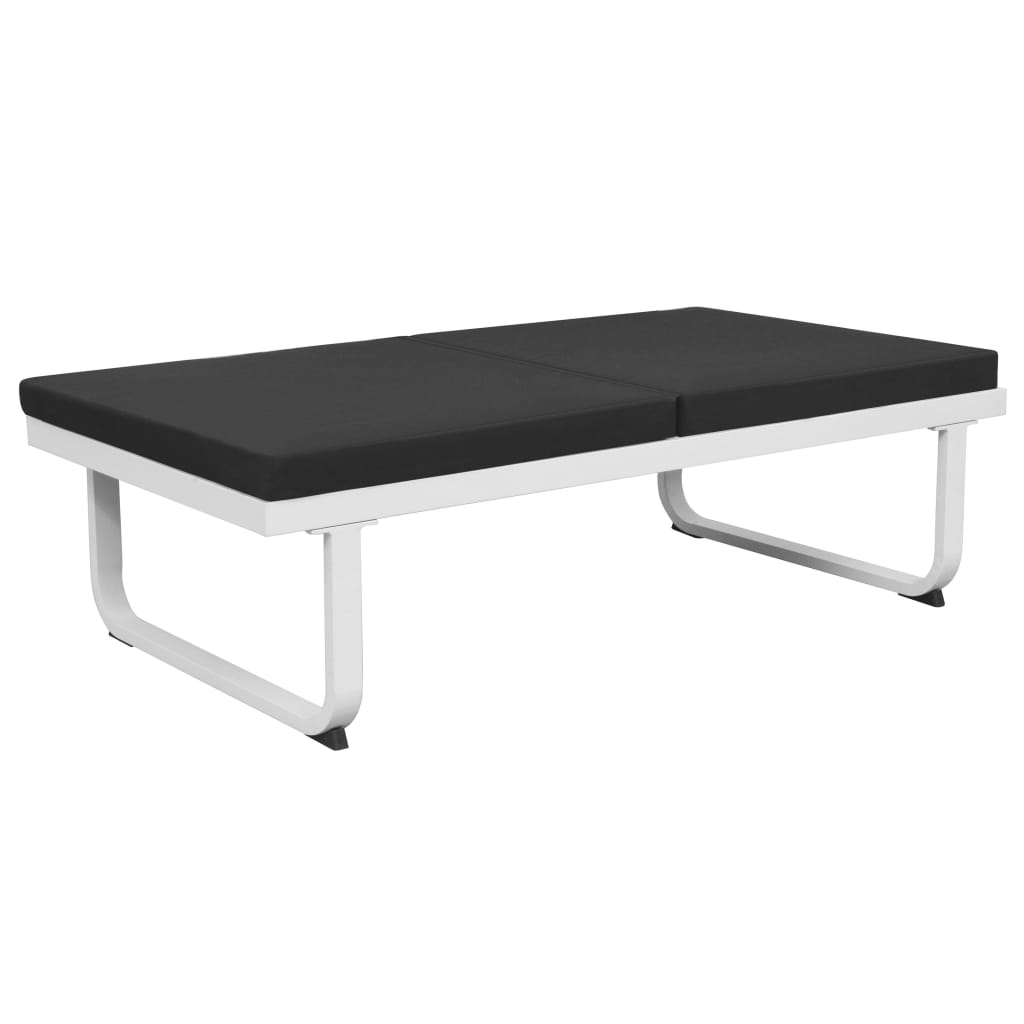 Set de muebles de jardín 4 piezas y cojines aluminio negro