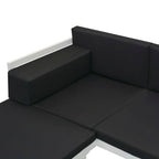 Set de muebles de jardín 4 piezas y cojines aluminio negro