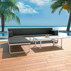 Set de muebles de jardín 4 piezas y cojines aluminio negro