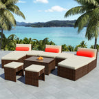 Conjunto de Sofás de Jardín 7 pcs Marrón Cera
