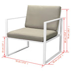 Set de muebles de jardín 4 piezas y cojines acero blanco