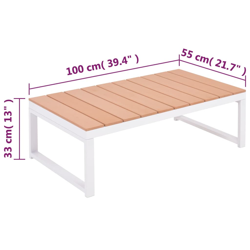 Set de muebles de jardín 4 piezas y cojines aluminio y WPC