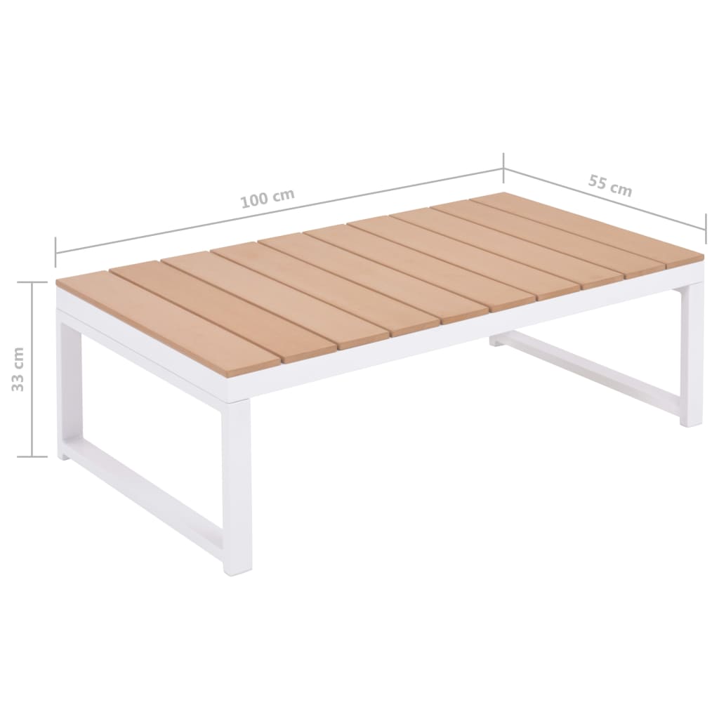 Set de muebles de jardín 5 piezas y cojines aluminio y WPC