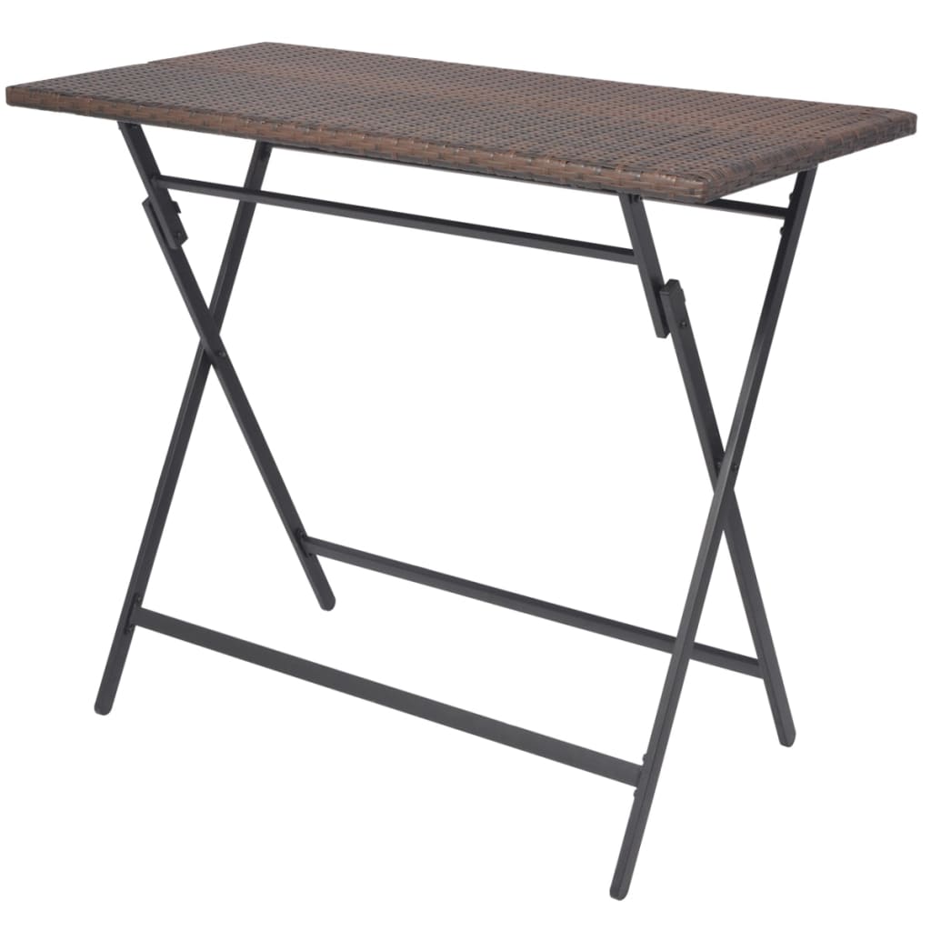 Set comedor de jardín plegable 7 pzas poli ratán y acero marrón