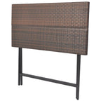 Set comedor de jardín plegable 7 pzas poli ratán y acero marrón