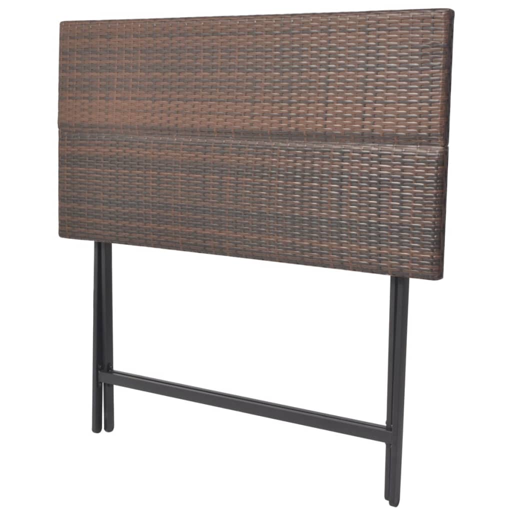 Set comedor de jardín plegable 7 pzas poli ratán y acero marrón