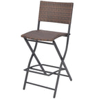 Set comedor de jardín plegable 7 pzas poli ratán y acero marrón