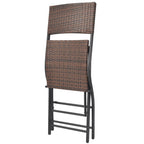 Set comedor de jardín plegable 7 pzas poli ratán y acero marrón