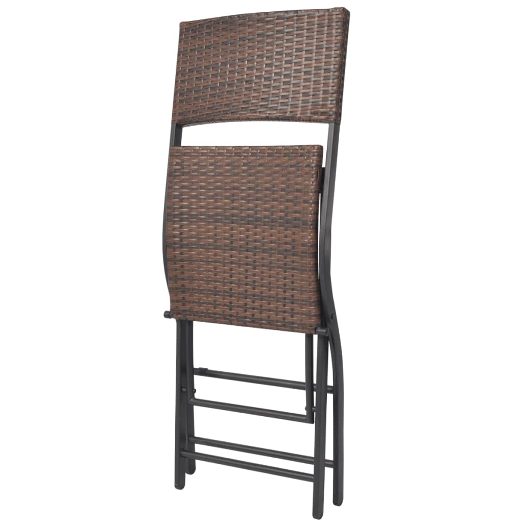 Set comedor de jardín plegable 7 pzas poli ratán y acero marrón
