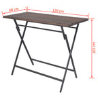 Set comedor de jardín plegable 7 pzas poli ratán y acero marrón