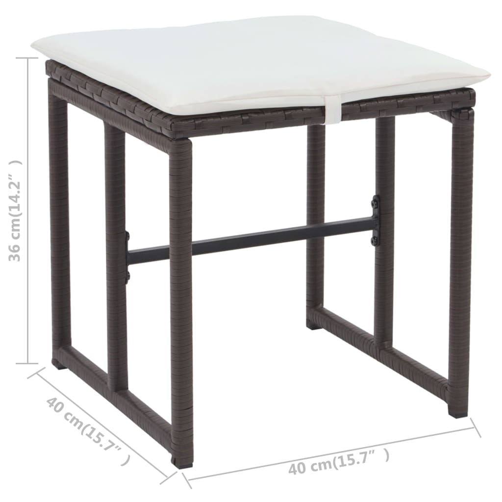 Juego de comedor de jardín 5 piezas ratán PE y acero marrón