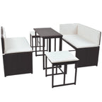 Juego de comedor de jardín 5 piezas ratán PE y acero marrón