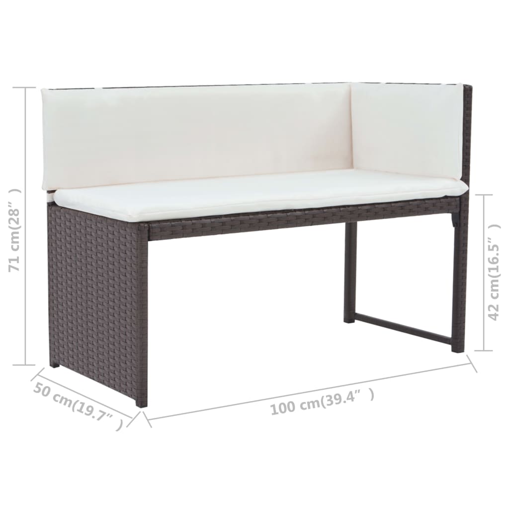 Juego de comedor de jardín 5 piezas ratán PE y acero marrón