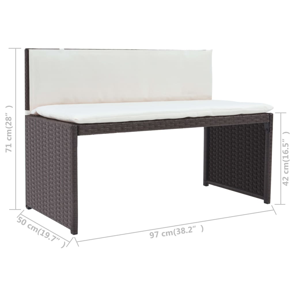 Juego de comedor de jardín 5 piezas ratán PE y acero marrón