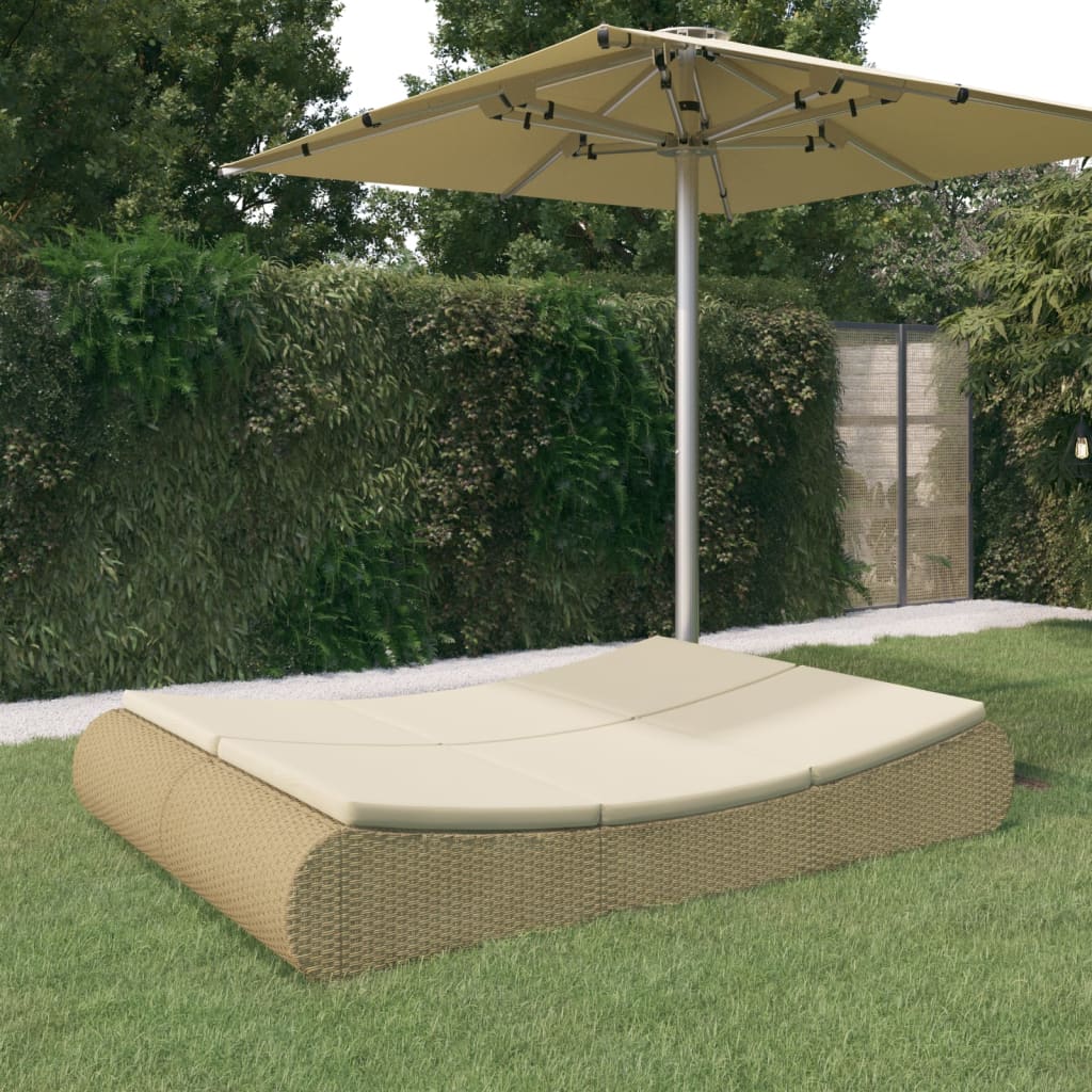 Sofá tumbona de jardín de ratán sintético beige