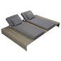 Double sun lounger with grey synthetic rattan cushion