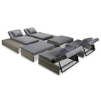 Set de muebles de jardín 5 pzas y cojines ratán sintético gris