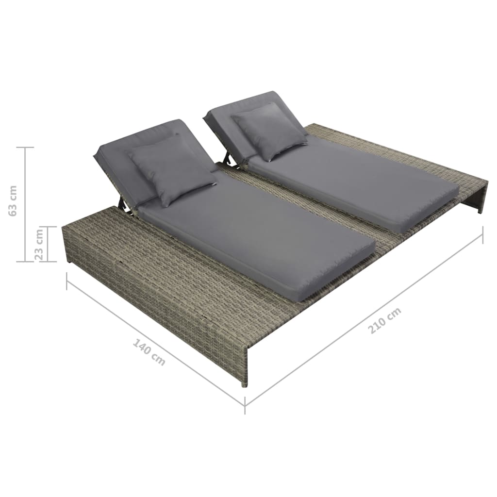 Set de muebles de jardín 5 pzas y cojines ratán sintético gris