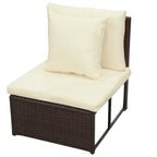 Set muebles de jardín 8 piezas y cojines ratán sintético marrón