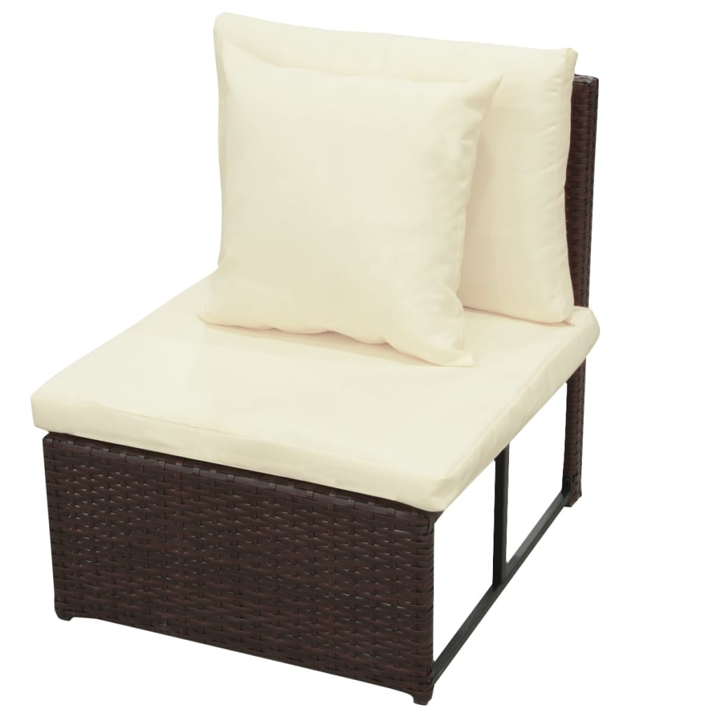 Set muebles de jardín 8 piezas y cojines ratán sintético marrón