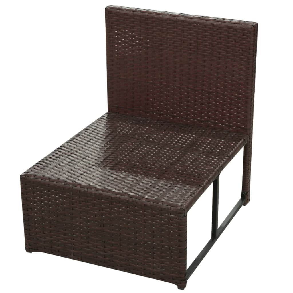 Set muebles de jardín 8 piezas y cojines ratán sintético marrón