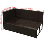 Set muebles de jardín 8 piezas y cojines ratán sintético marrón