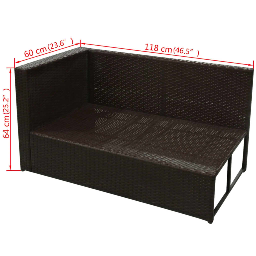 Set muebles de jardín 8 piezas y cojines ratán sintético marrón