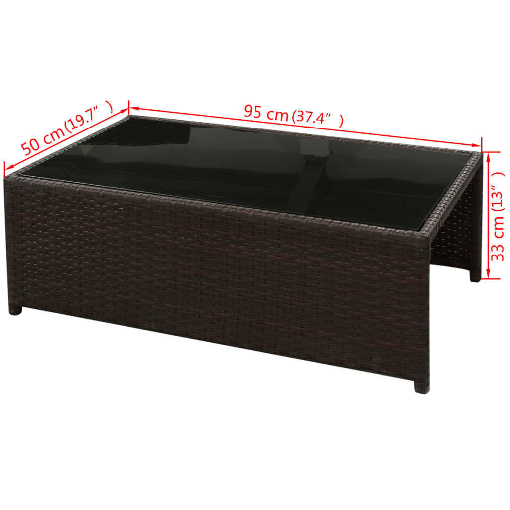 Set muebles de jardín 8 piezas y cojines ratán sintético marrón