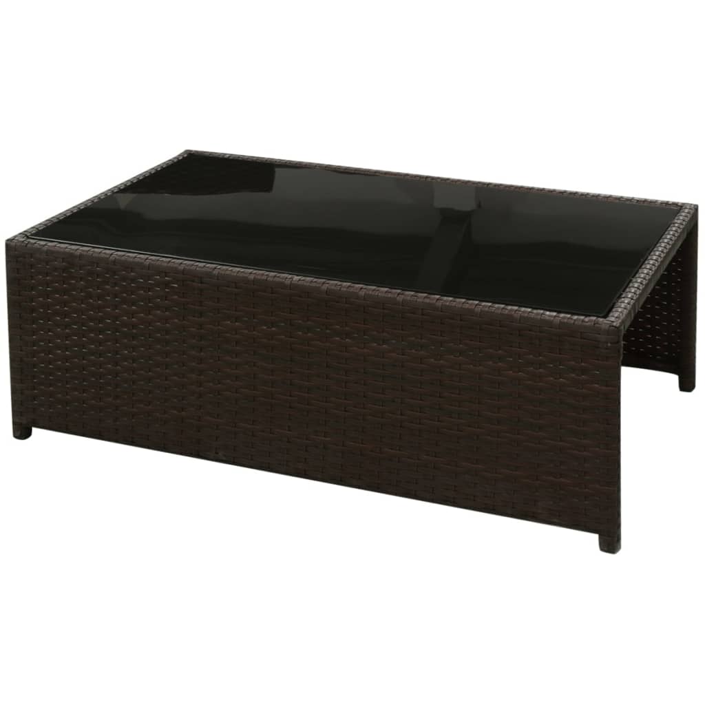Set muebles de jardín 8 piezas y cojines ratán sintético marrón