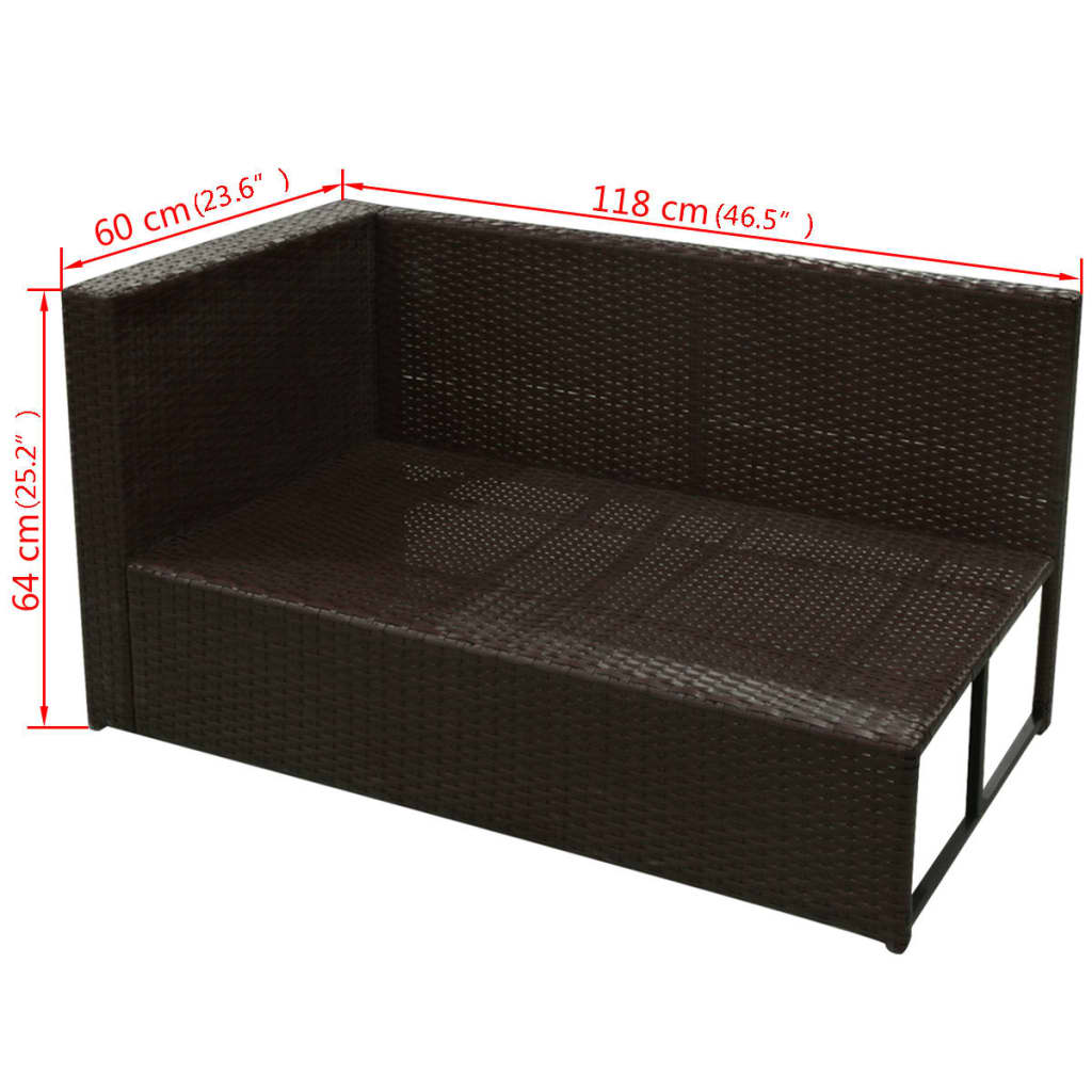 Set muebles de jardín 8 piezas y cojines ratán sintético marrón