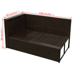 Set muebles de jardín 8 piezas y cojines ratán sintético marrón