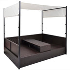Cama de jardín con toldo ratán sintético marrón 190x130 cm