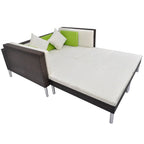 Set muebles de jardín 4 piezas y cojines ratán sintético marrón