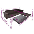 Set muebles de jardín 4 piezas y cojines ratán sintético marrón