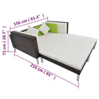 Set muebles de jardín 4 piezas y cojines ratán sintético marrón