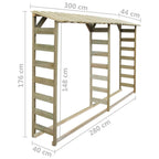 Caseta para leña doble 300x44x176 cm madera de pino impregnada