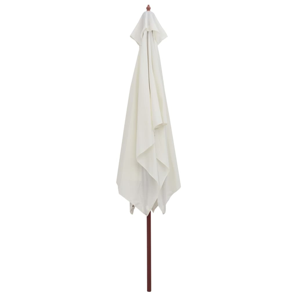 Sombrilla con palo de madera blanco crema 200x300 cm