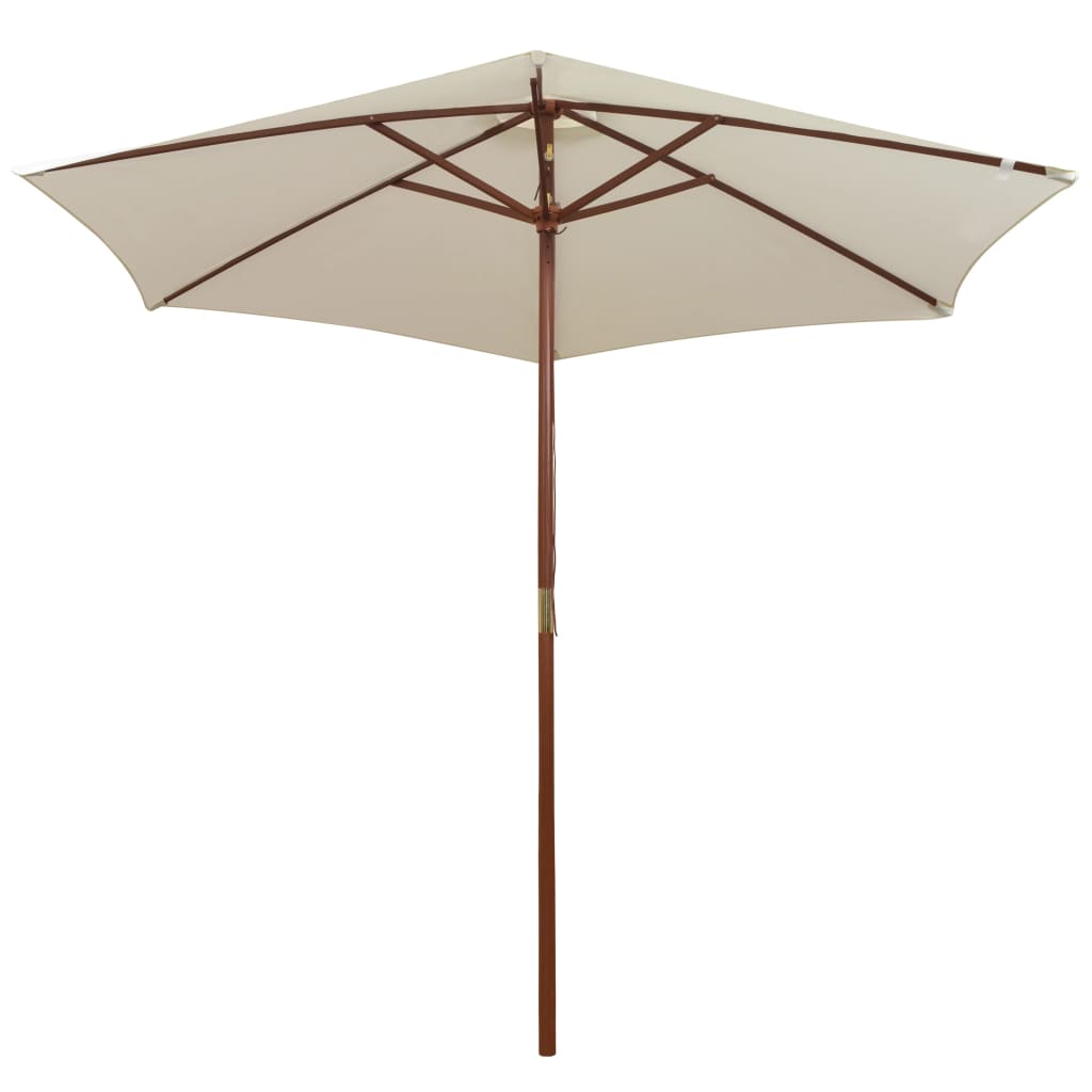 Sombrilla con palo de madera blanco crema 270x270 cm