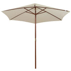 Sombrilla con palo de madera blanco crema 270x270 cm