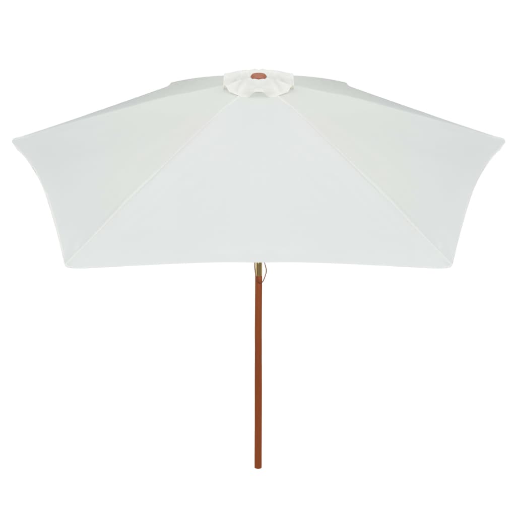 Sombrilla con palo de madera blanco crema 270x270 cm