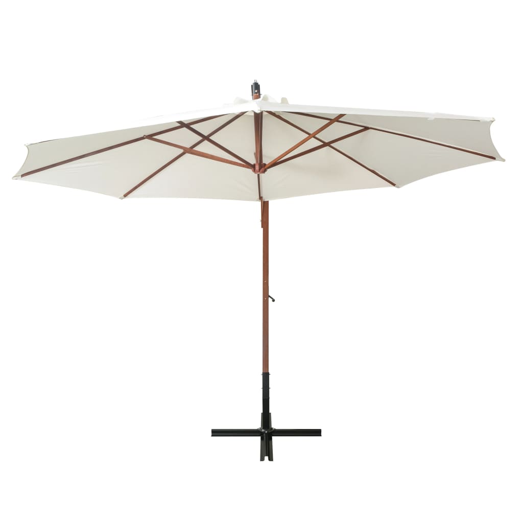 Sombrilla colgante con palo de madera blanca 350 cm