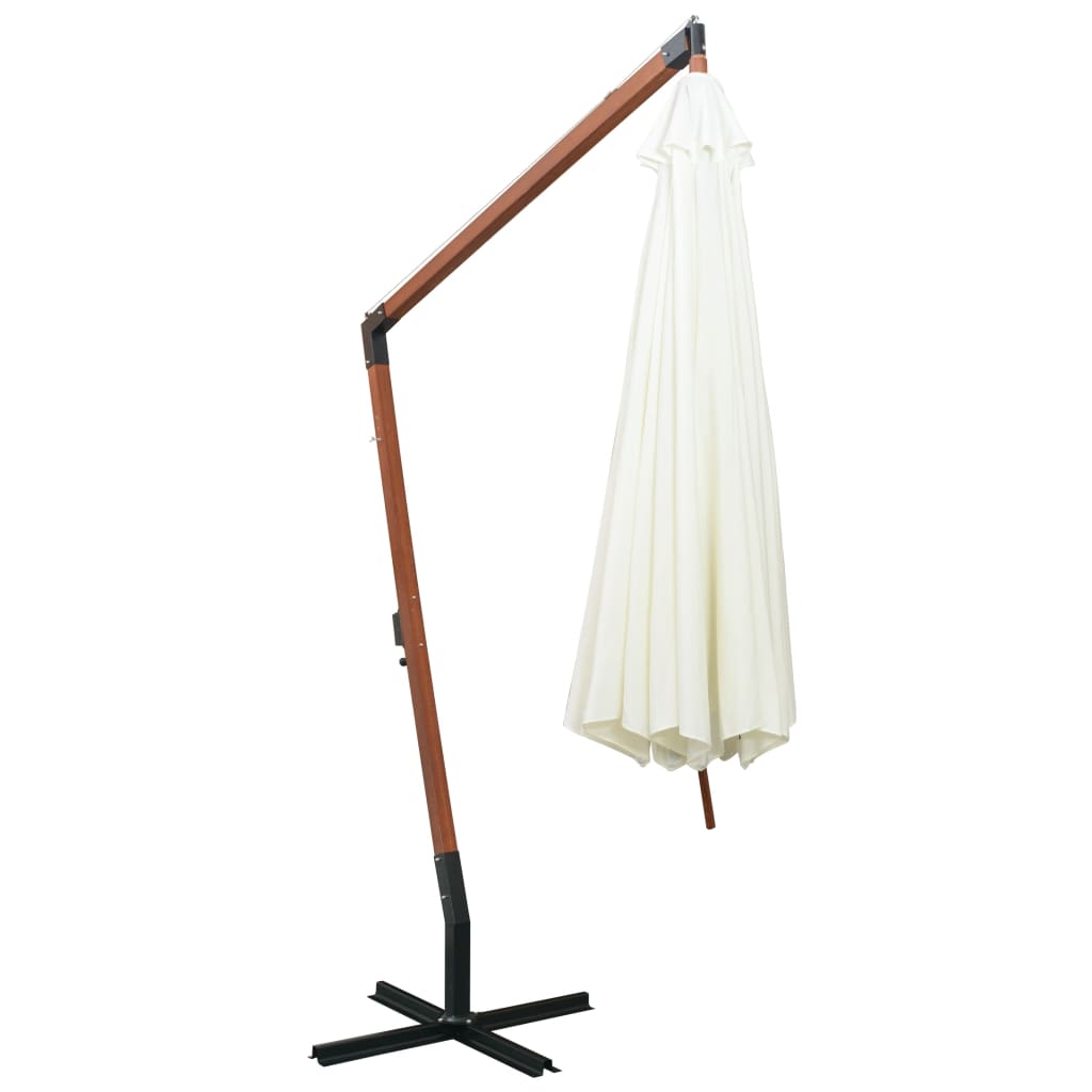 Sombrilla colgante con palo de madera blanca 350 cm