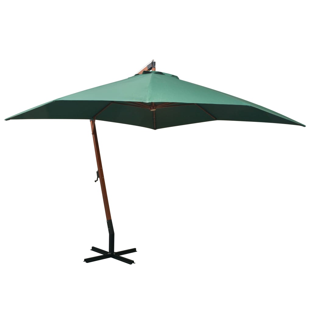 Hanging Parasol with White Wooden Pole 350 cm