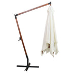 Sombrilla colgante con palo de madera blanca 300x300 cm