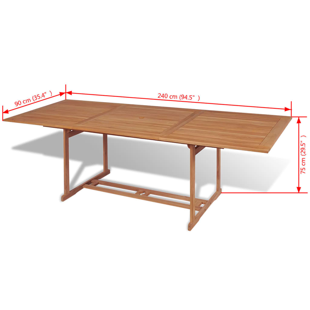 Set comedor de jardín 11 pzas con sillas plegables teca maciza