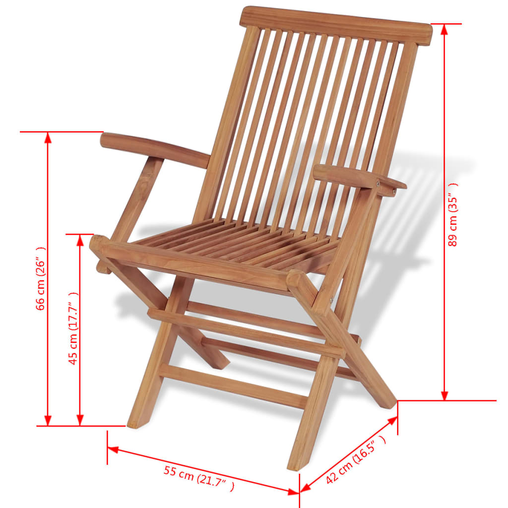 Set comedor de jardín 11 pzas con sillas plegables teca maciza