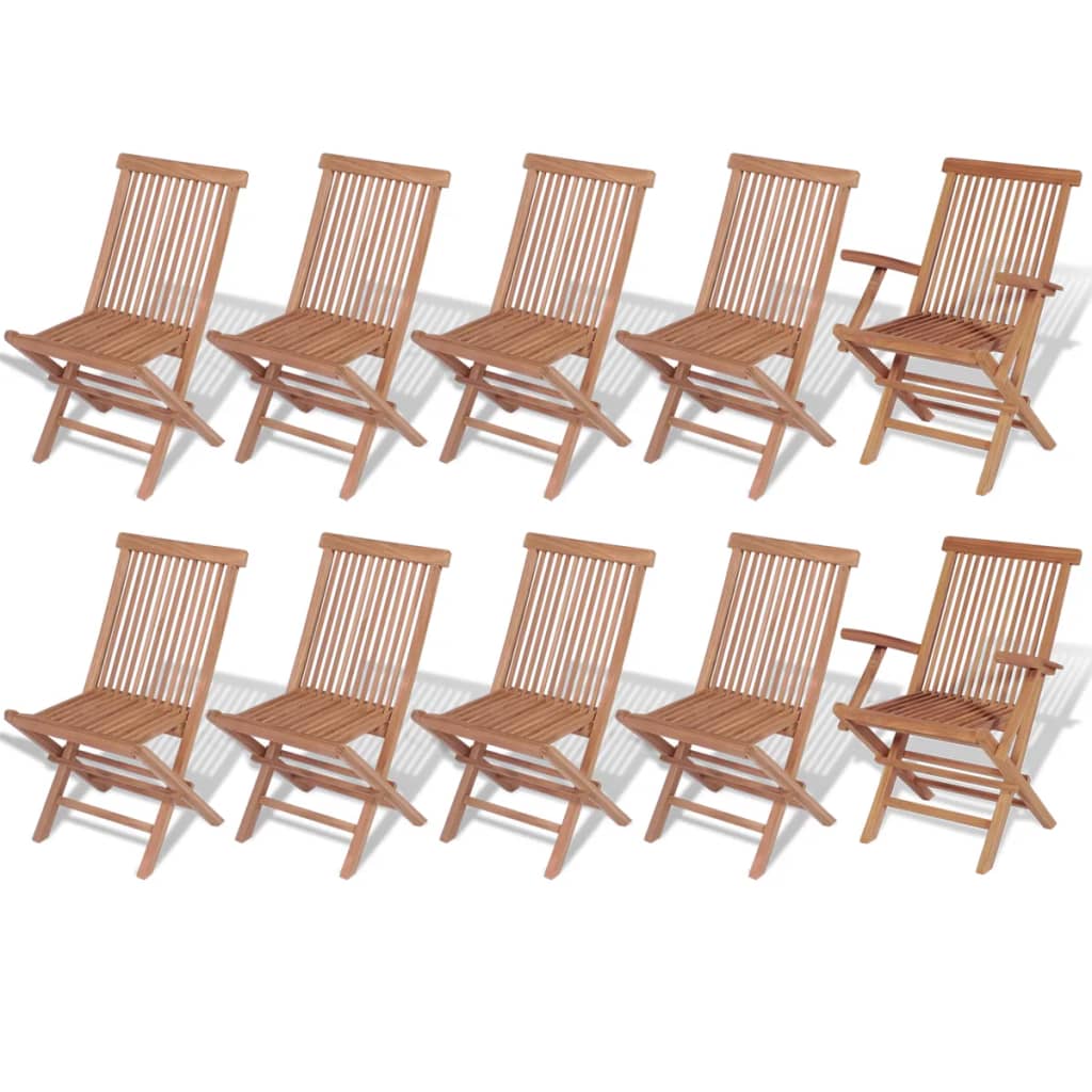 Set comedor de jardín 11 pzas con sillas plegables teca maciza