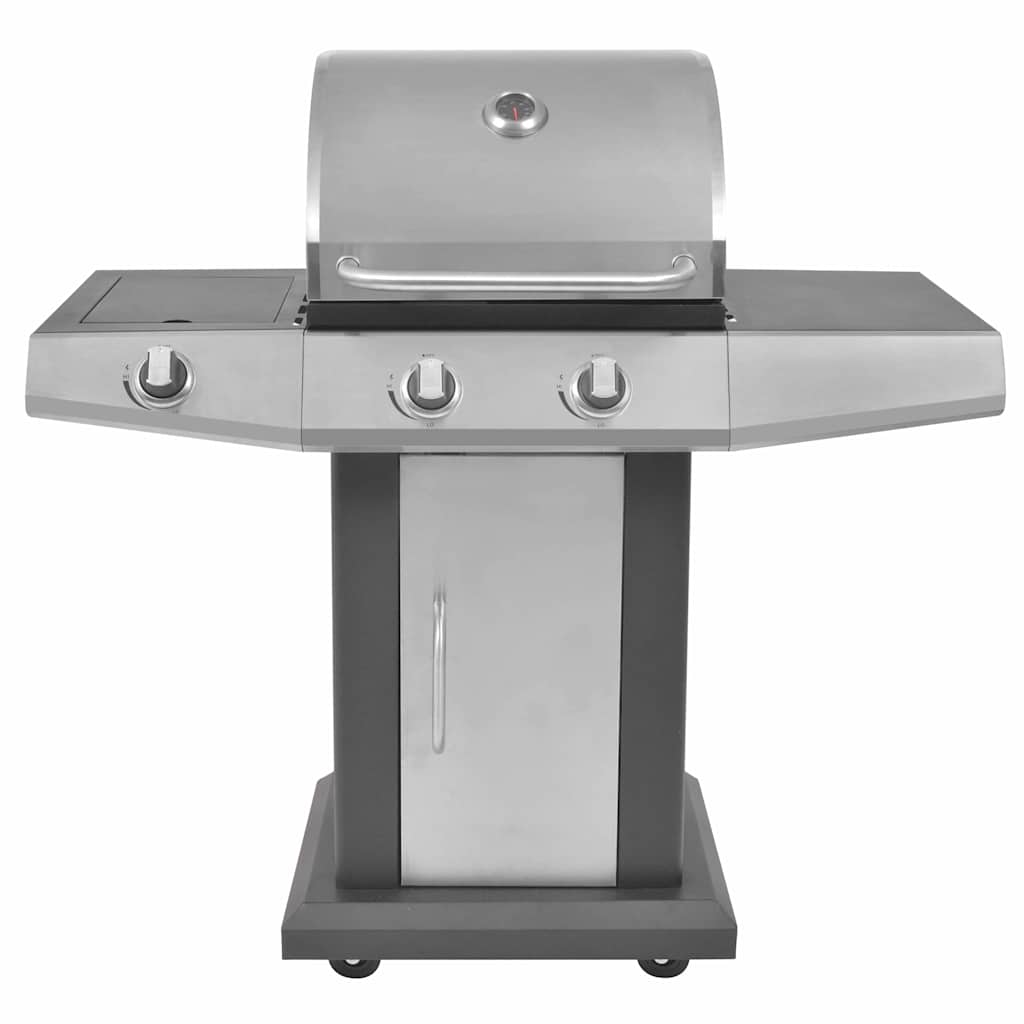 Parrilla de Gas con Quemador con rueda con puerta Plateado